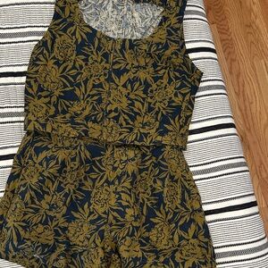 Madewell Blue and Mustard Patterned short and cami set